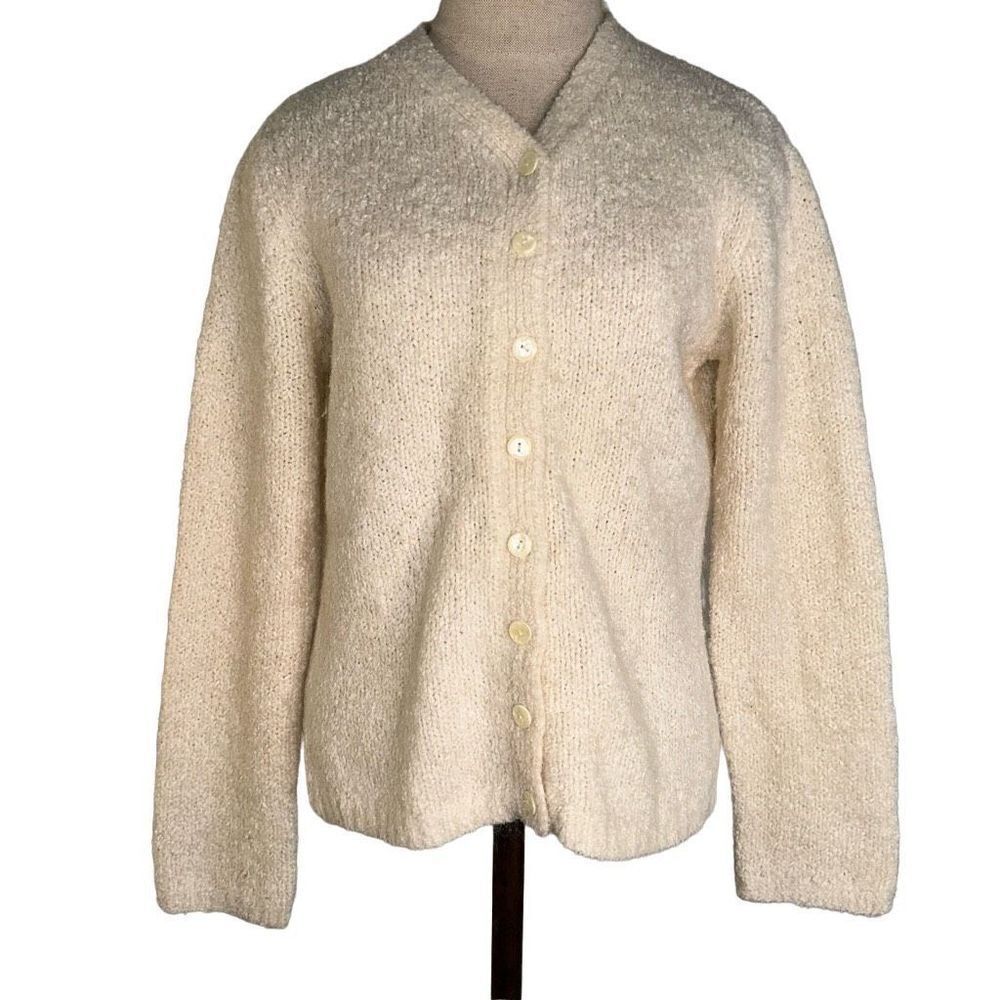 Vintage Express Tricot Mohair Wool Blend Knit Sweater Cardigan Womens Medium